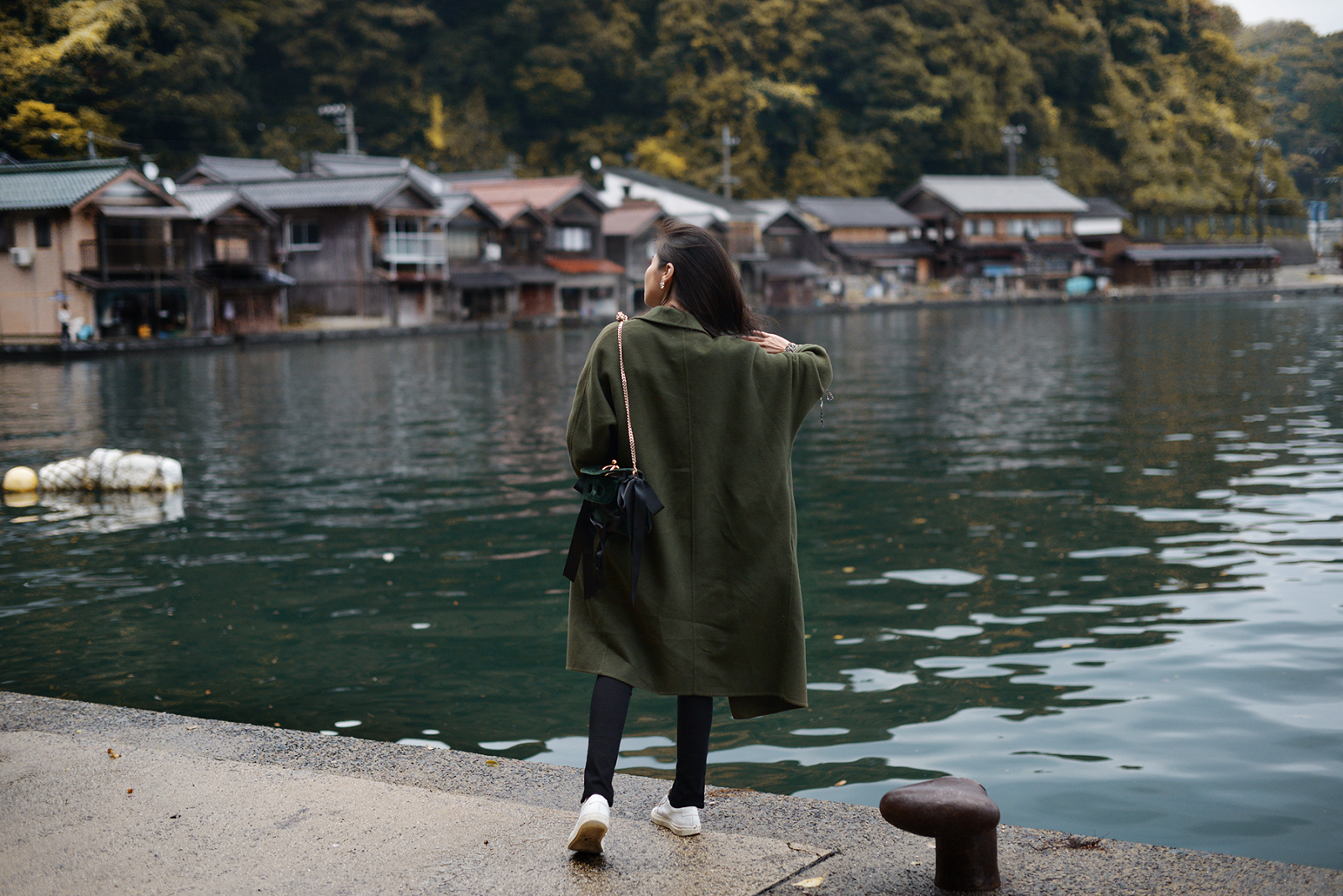Green Overcoat and Off The Shoulder Floral Top Robert Rodriquez Japan / FOREVERVANNY.com