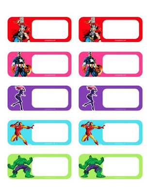 Etiqueta escolar para imprimir Super Herois