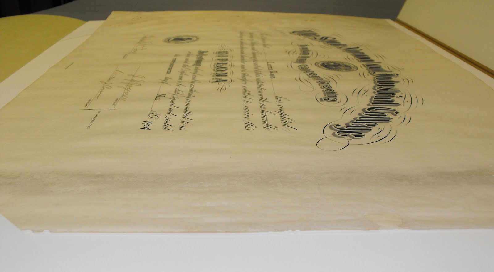 Speaking Volumes Treatment of a vellum diploma