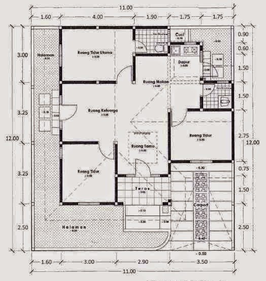Gambar Denah Rumah  Minimalis  Sederhana  1  Lantai  3  Kamar  