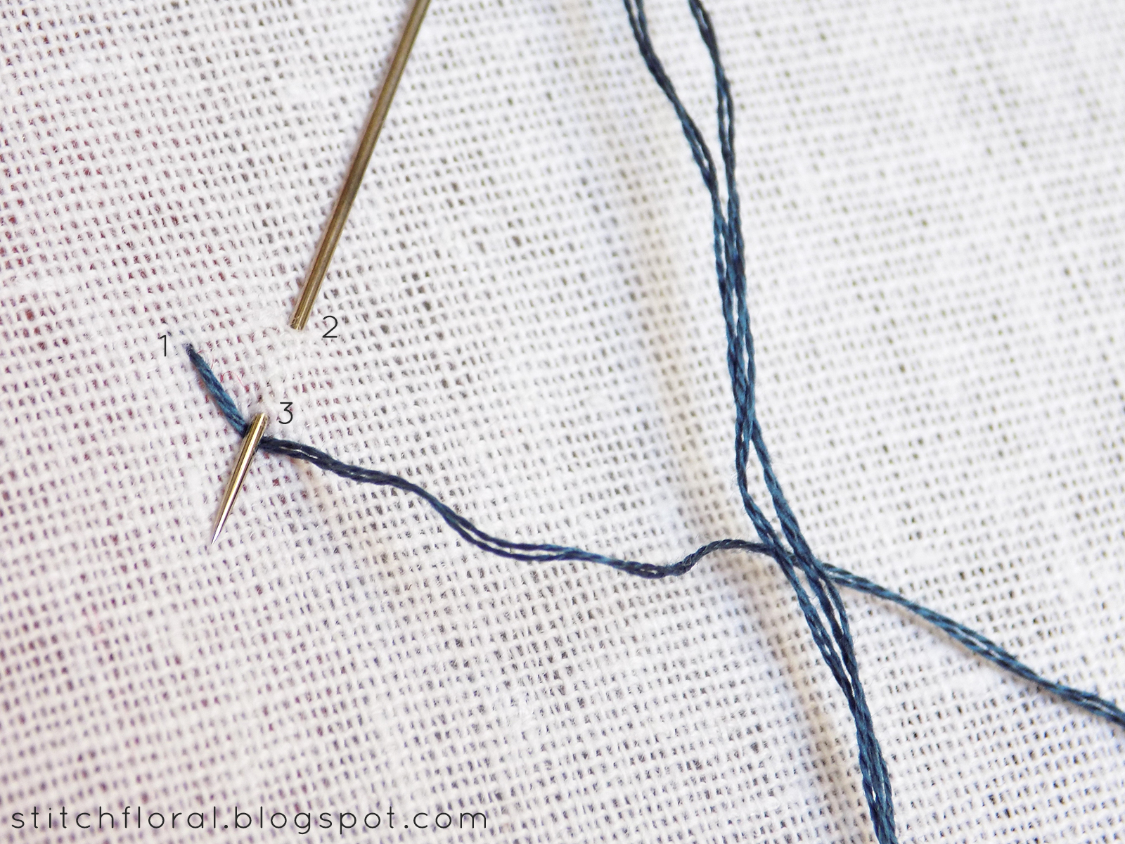 Fly Stitch + fly stitched leaves and feather stitch Stitch Floral