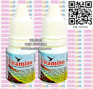 suplemen VITAMINO untuk mencukupi kebutuhan mineral, vitamin dan asam amino. Vitamino bisa digunakan untuk burung ternakan, burung peliharaan biasa (tanpa tujuan ternak) maupun untuk burung yang biasa digunakan untuk lomba (burung lapangan).