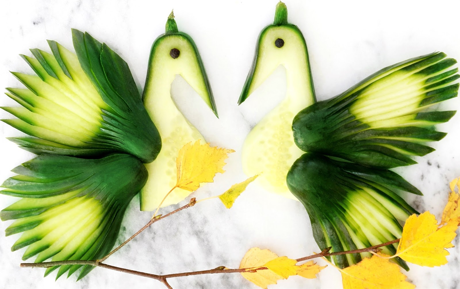 Josephine's Recipes How To Make Cucumber Peacocks Vegetable Carving