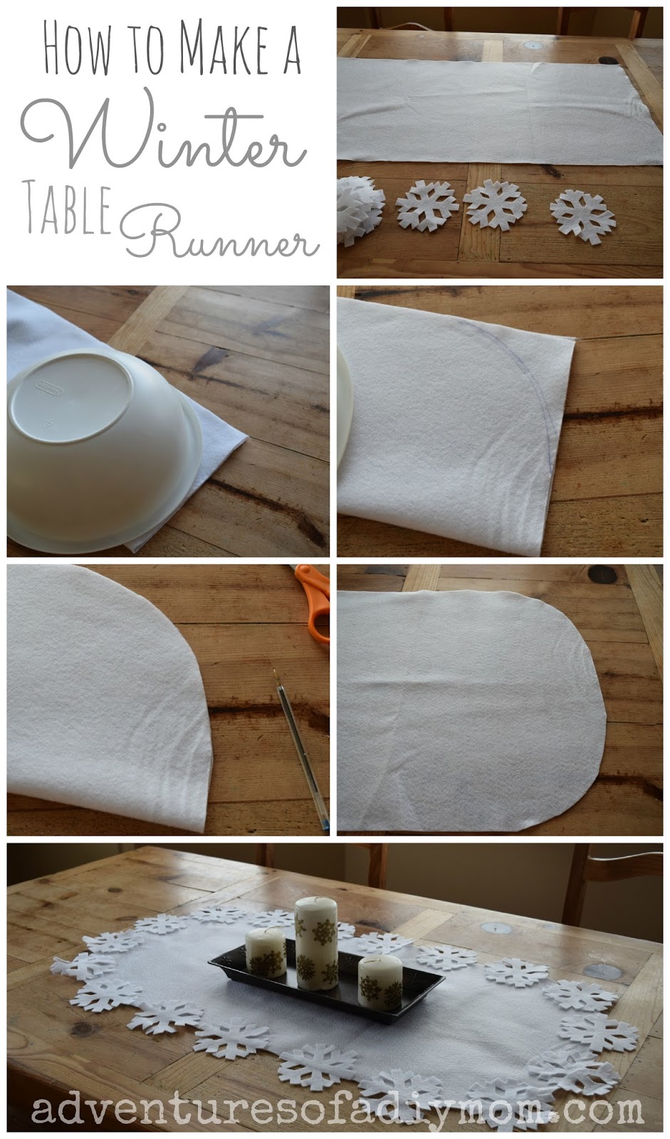 NoSew Winter Table Runner Adventures of a DIY Mom