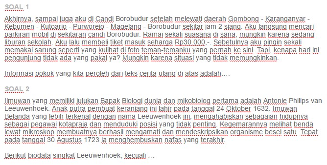Kumpulan Soal Teks Cerita Ulang Goreng