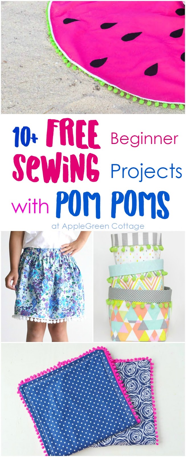 10+ FREE Beginner Sewing Projects With Pom Poms AppleGreen Cottage