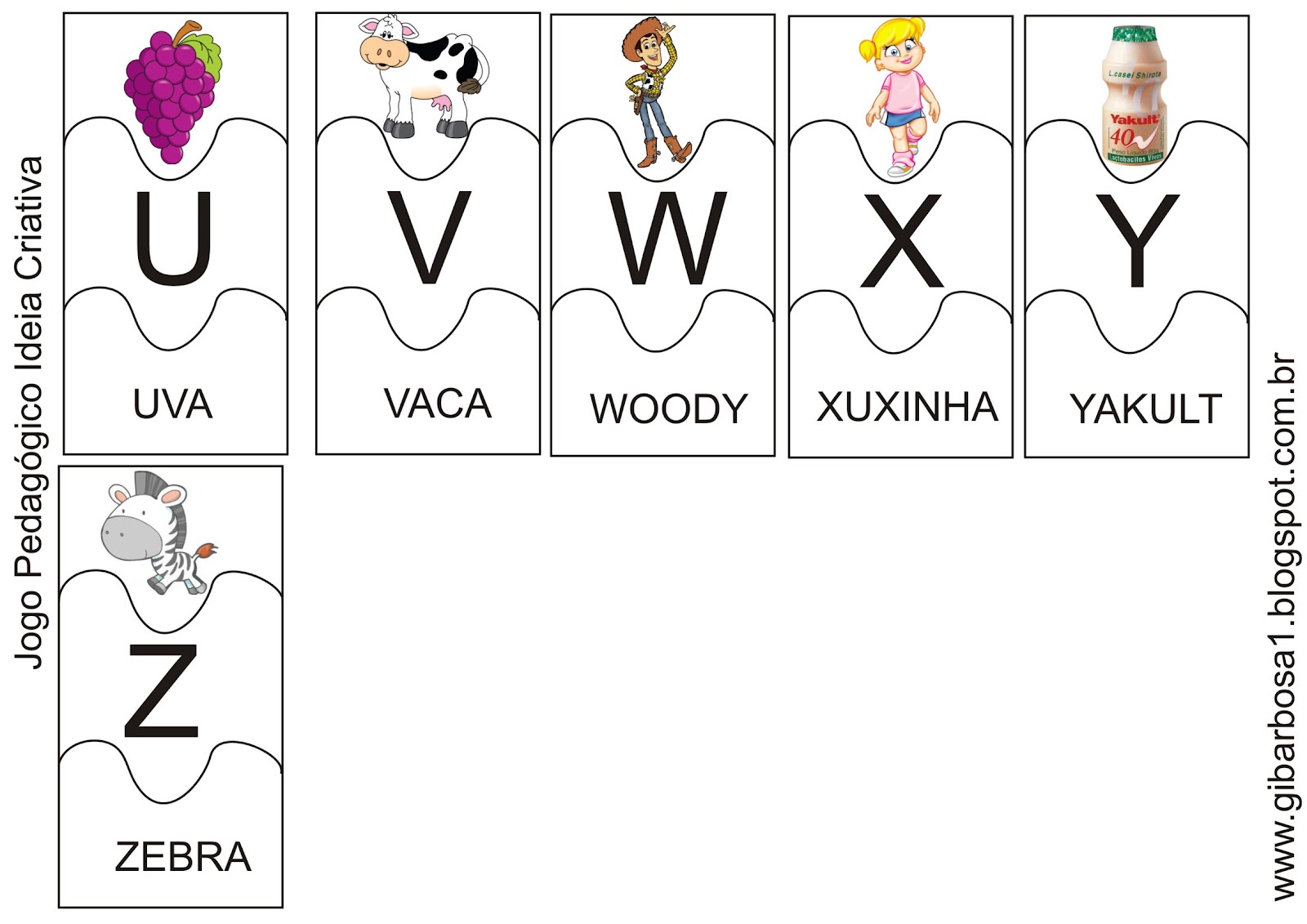 Idéias Para Educação Infantil Jogo Pedagógico Letras Do Alfabeto