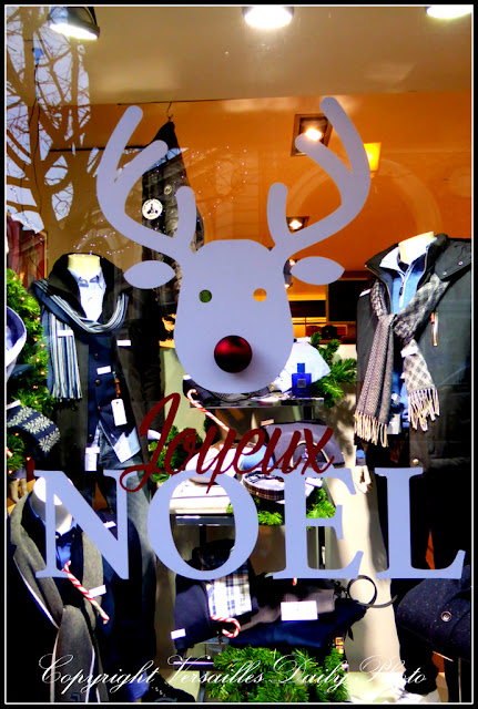 Rudolph red nosed reindeer in shop window in Versailles