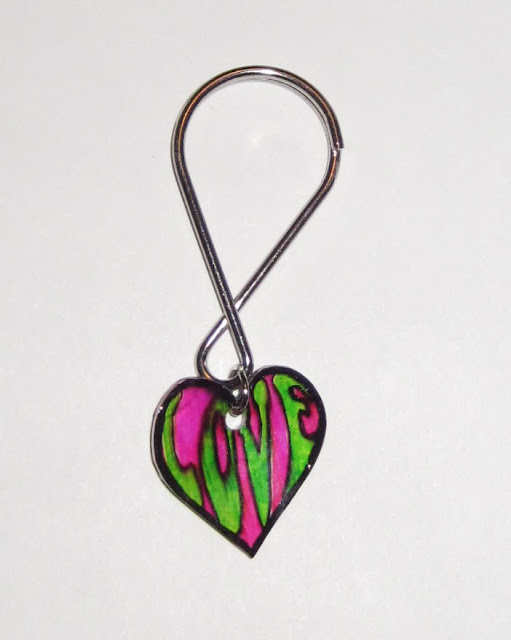 heart shaped key chain made from shrinking plastic