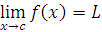 Limite de f(x) cuando x tiende a c