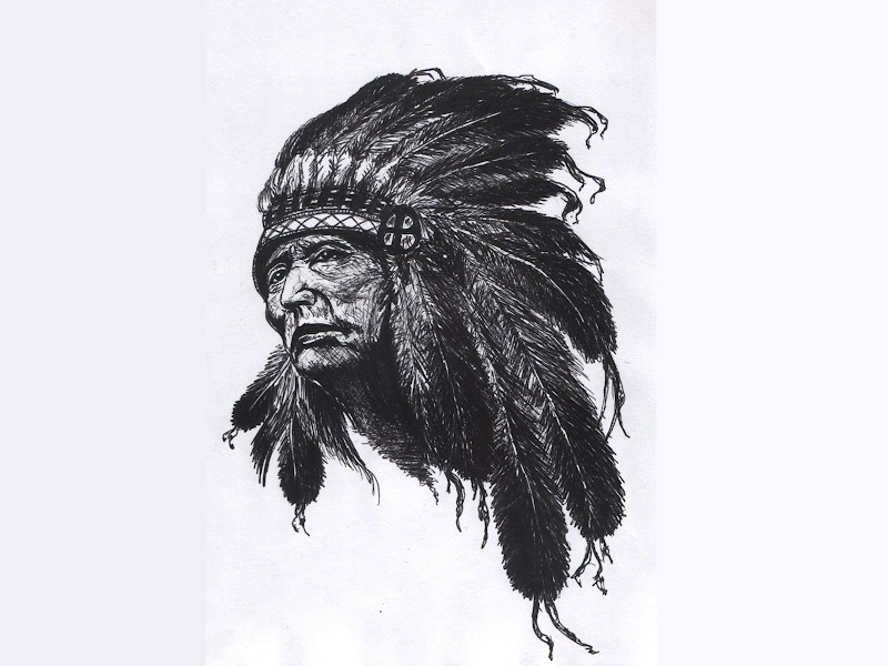 black sketch of american indian tattoo red skin indian face tattoo title=