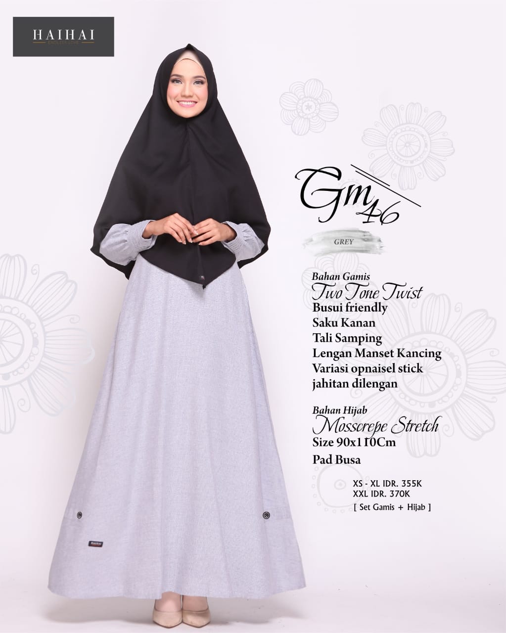 koleksi terbaru gamis set syar i haihai gm 46 koleksi terbaru gamis set syar i haihai gm 46