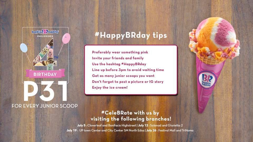 Manila Shopper Baskin Robbins 4th Birthday Treat July 2018