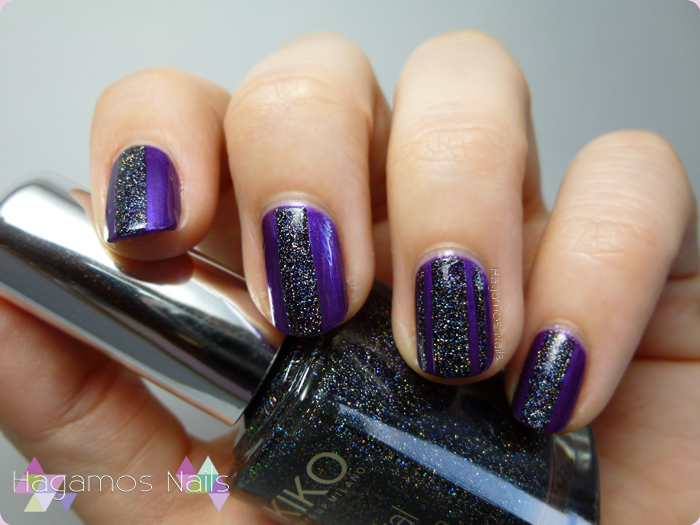 Violeta+Glitter Holografico. Hagamos Nails