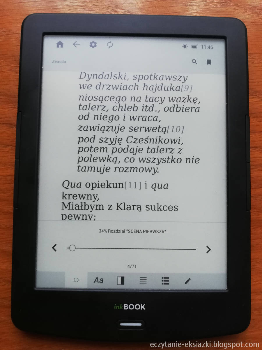 menu ebooka w aplikacji InkReader na InkBOOK LUMOS
