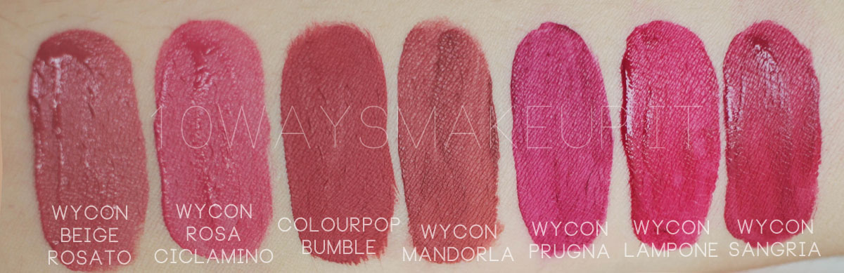 Wycon Liquid Lipsticks Swatch