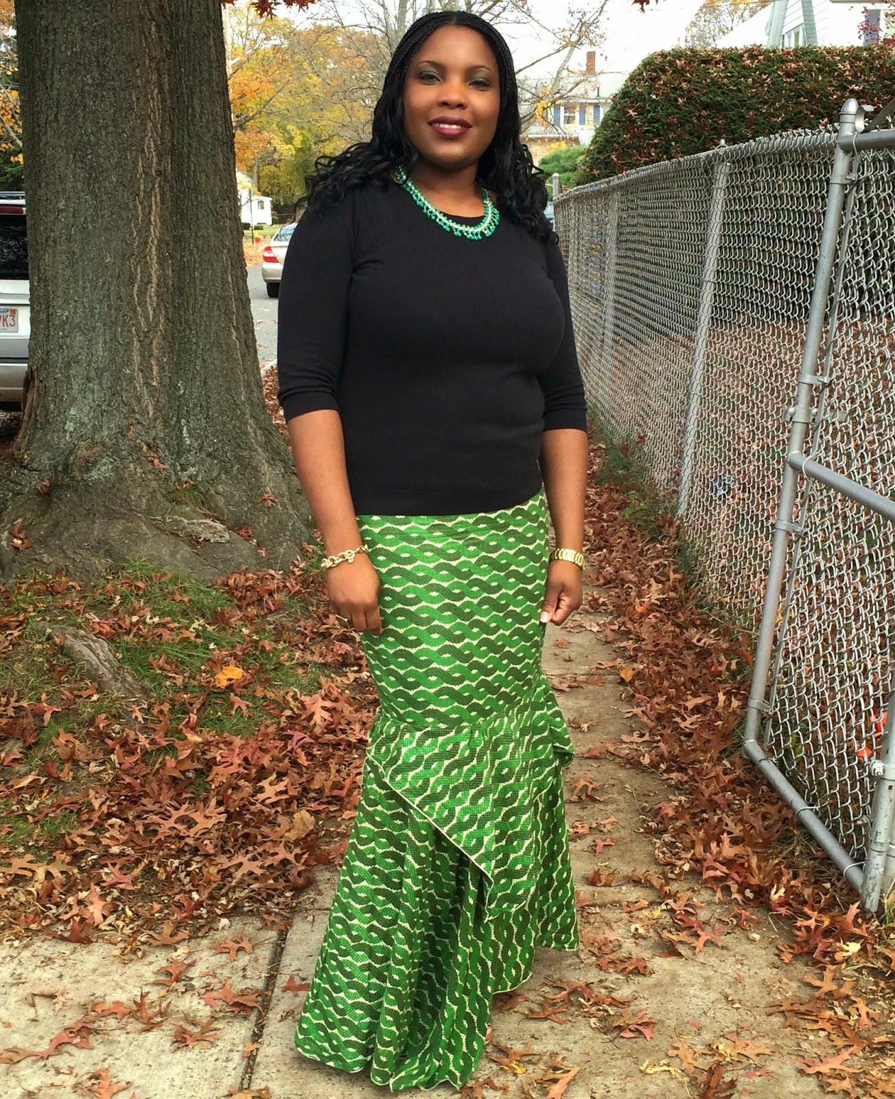 Beauty Style Growth: Hybrid Outfit: Black Sweater and African Print Skirt