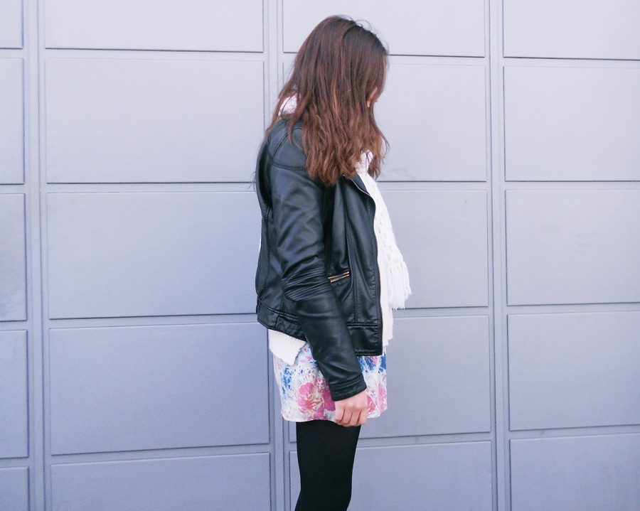 outfit floral skirt leather jacket outfit floral skirt leather jacket