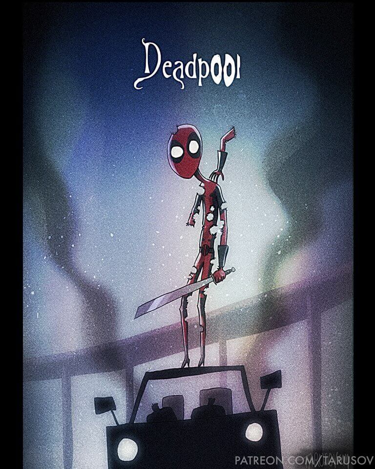 Deadpool al estilo Tim Burton Superhéroes Marvel y DC Comics al estilo Tim Burton