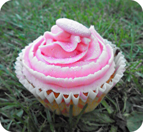 cupcake, pink glittery cupcake, pink chocolate buttons