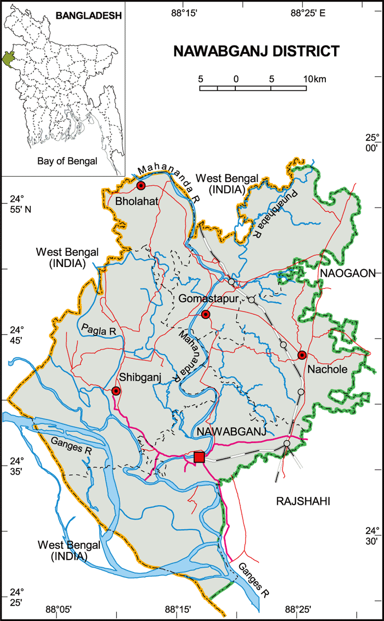 Nawabganj District Map Bangladesh