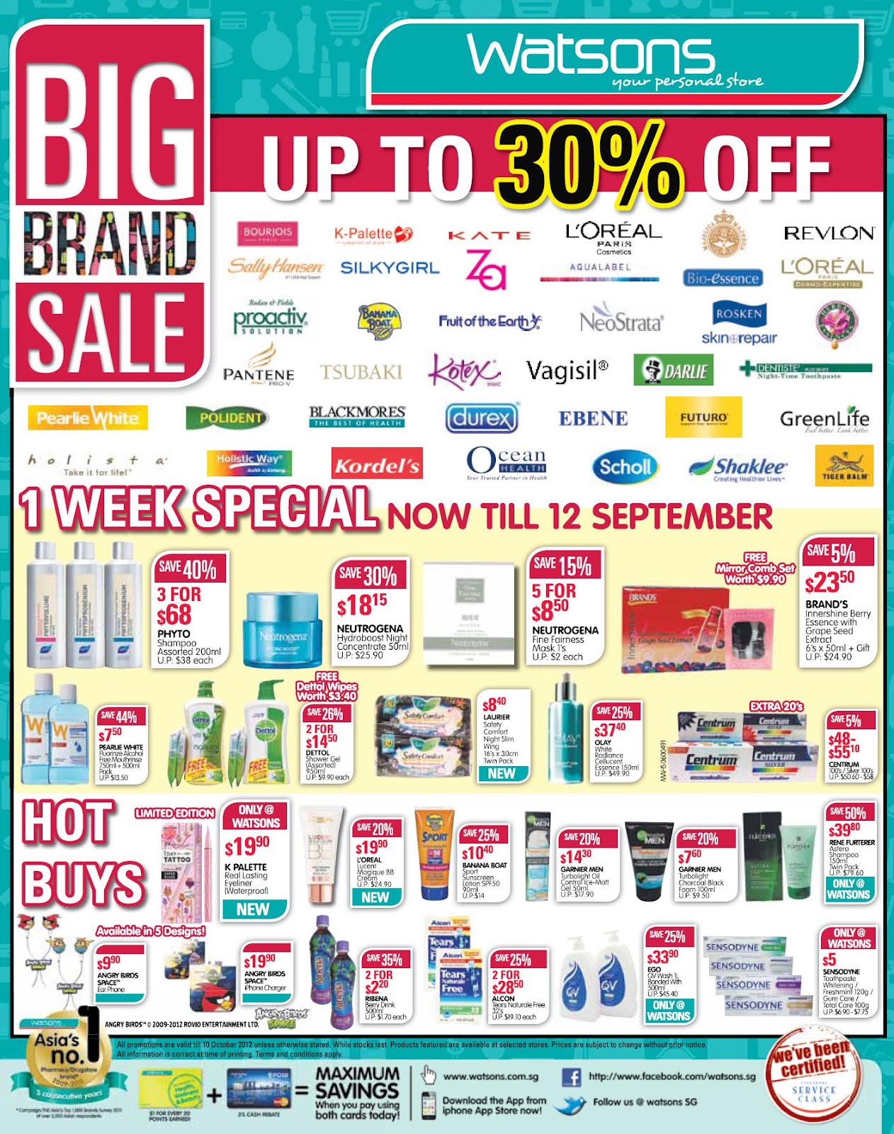 Singapore warehouse sales and events Watson Sale 6 to 12 Sept 2012