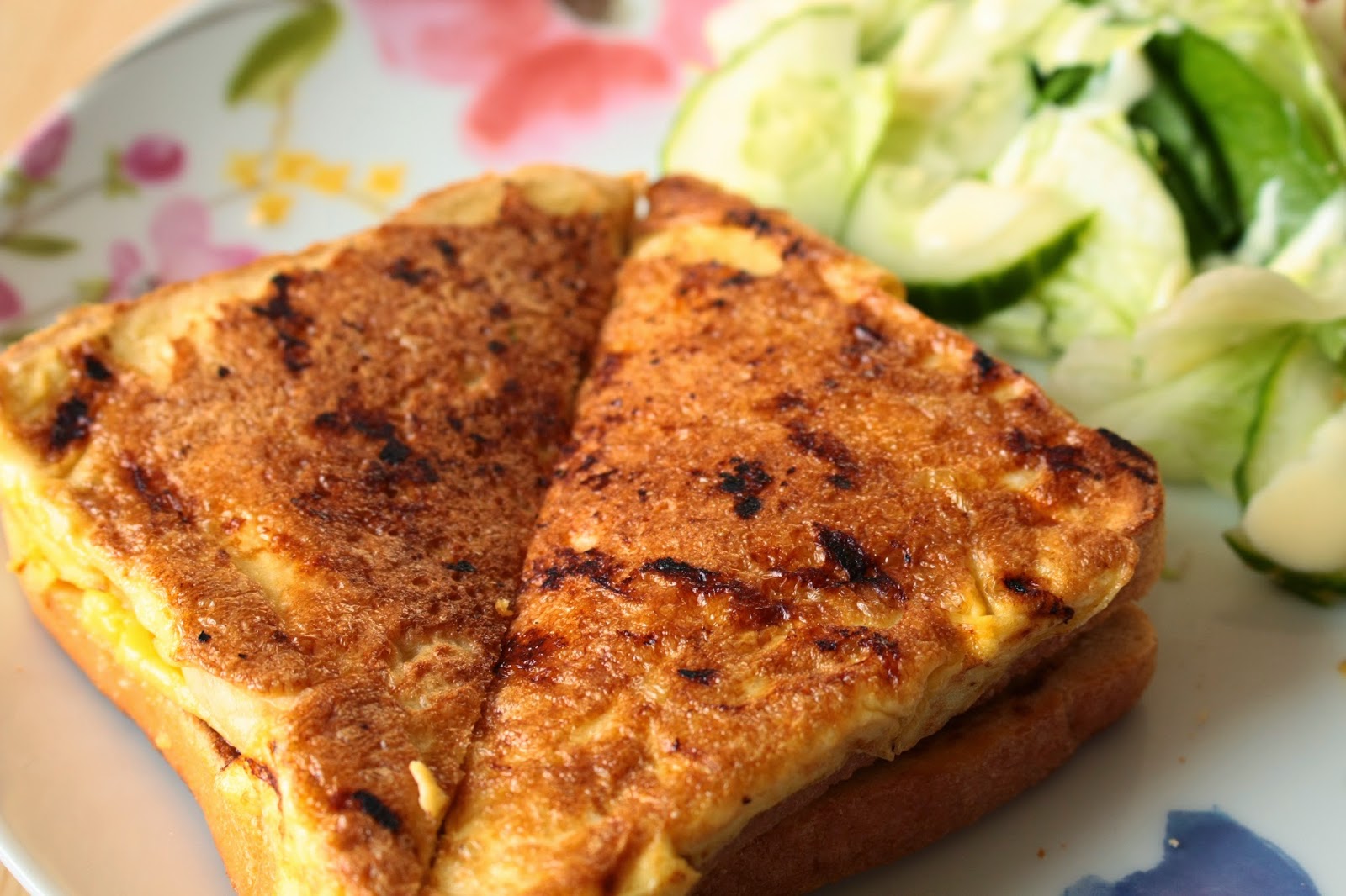 I'd Much Rather Bake Than... Cheese, Tomato and Bacon Eggy Bread