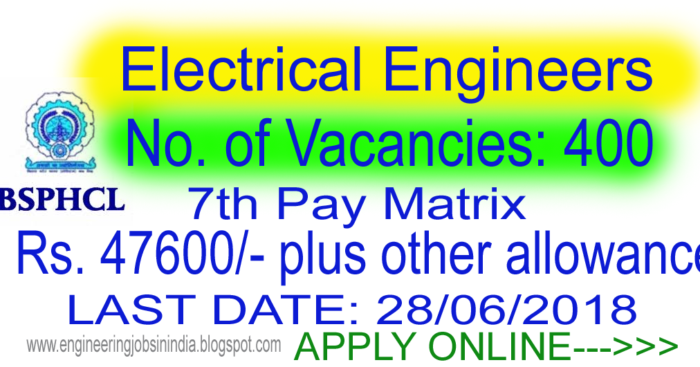 ENGINEERING JOBS 400 Junior Electrical Engineers Recruitment
