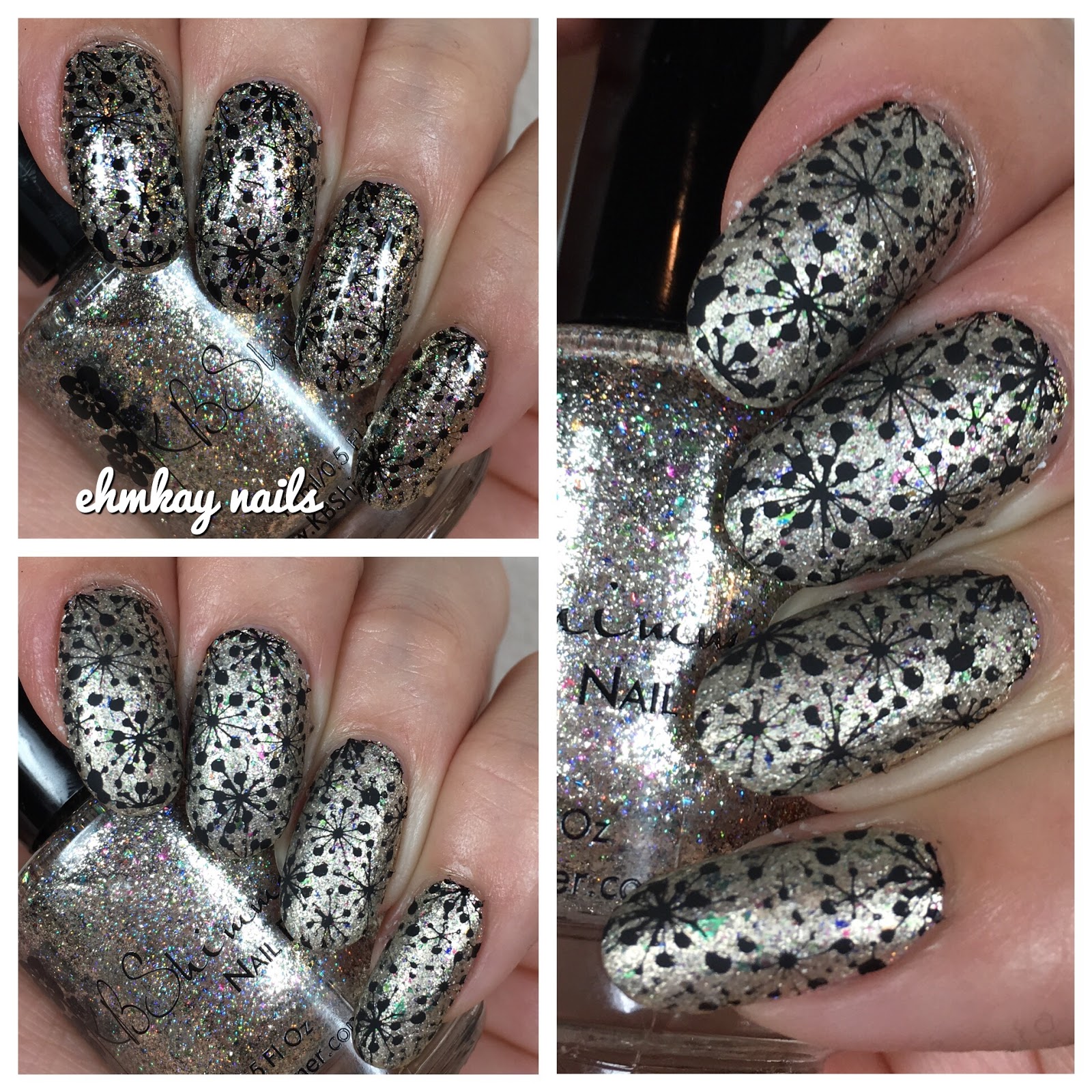 ehmkay nails New Year's Eve Nail Art with KBShimmer Bling in the New Year