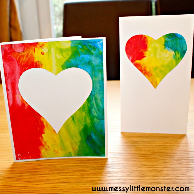 Rainbow craft ideas for kids -  No mess ziplock bag rainbow heart art. 
