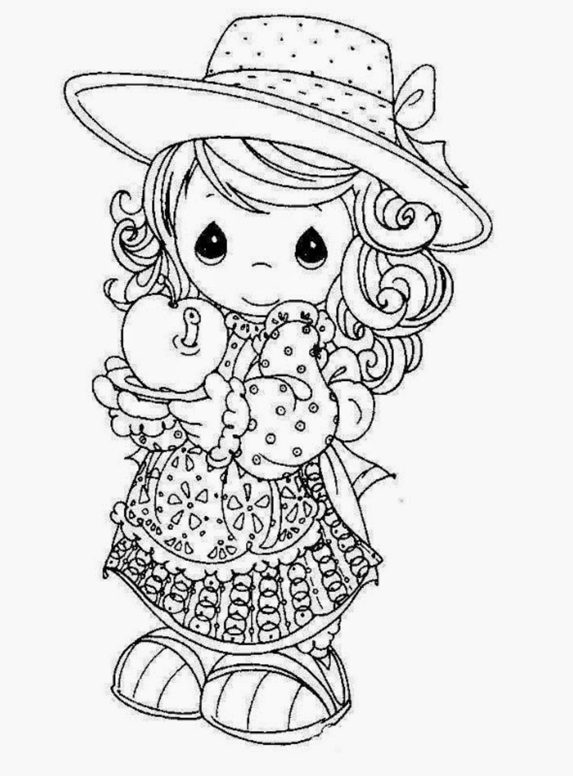 Beautiful Princess Doll Coloring Page for Kids of a Cute Cartoon Colour
