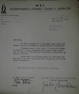 1954 - Lettera nomina Guardia al Labaro