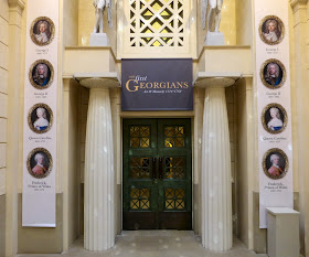 Entrance to The First Georgians exhibition inside the Queen's Gallery, Buckingham Palace