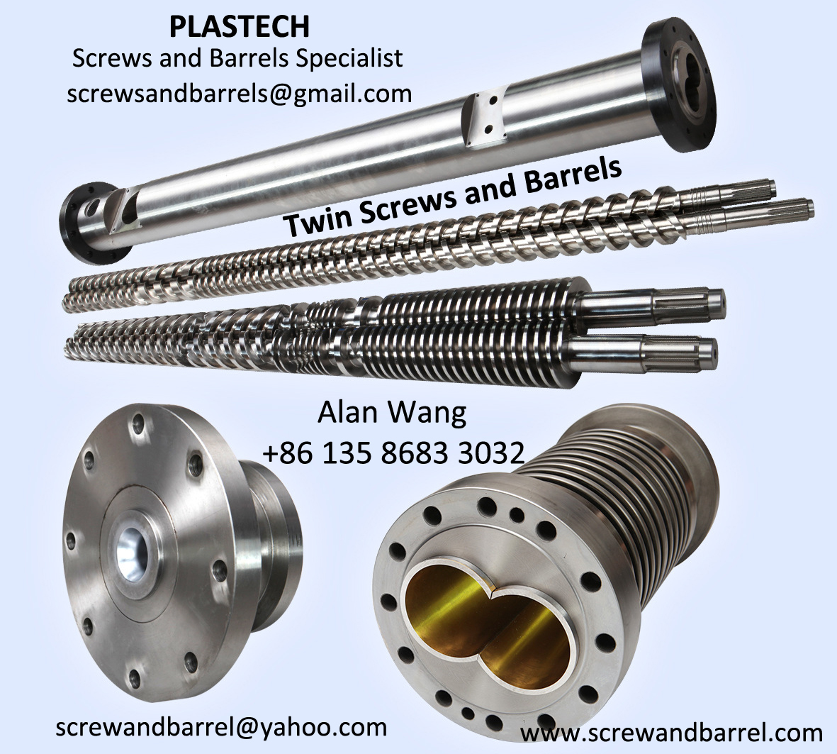 Negri Bossi injection screws, barrels, cylinders, screw tips, nozzles