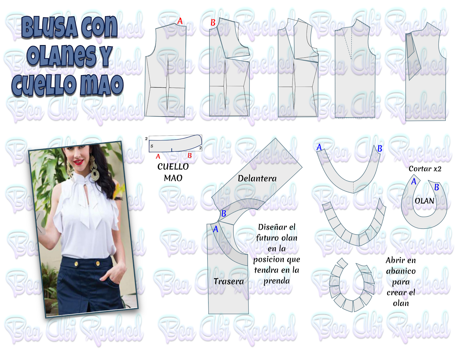 blusas con olanes en el cuello