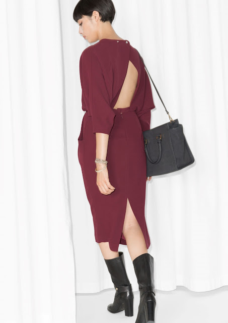 burgundy midi dress, 
