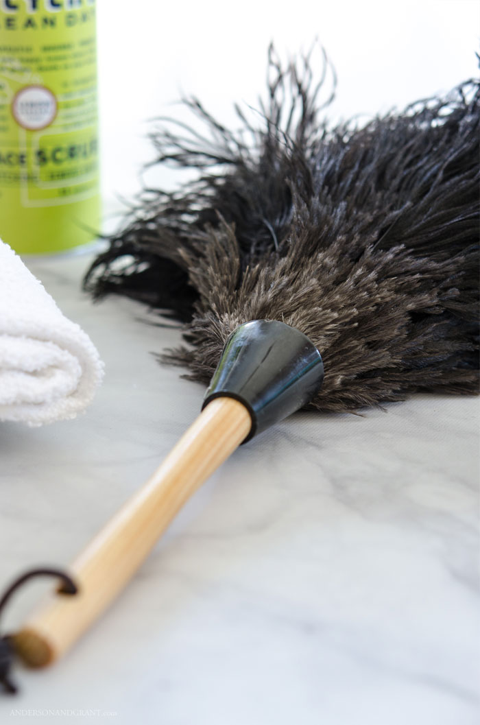 This natural ostrich feather duster is a must have in your spring cleaning caddy. #essentials #cleaning #organization |  www.andersonandgrant.com