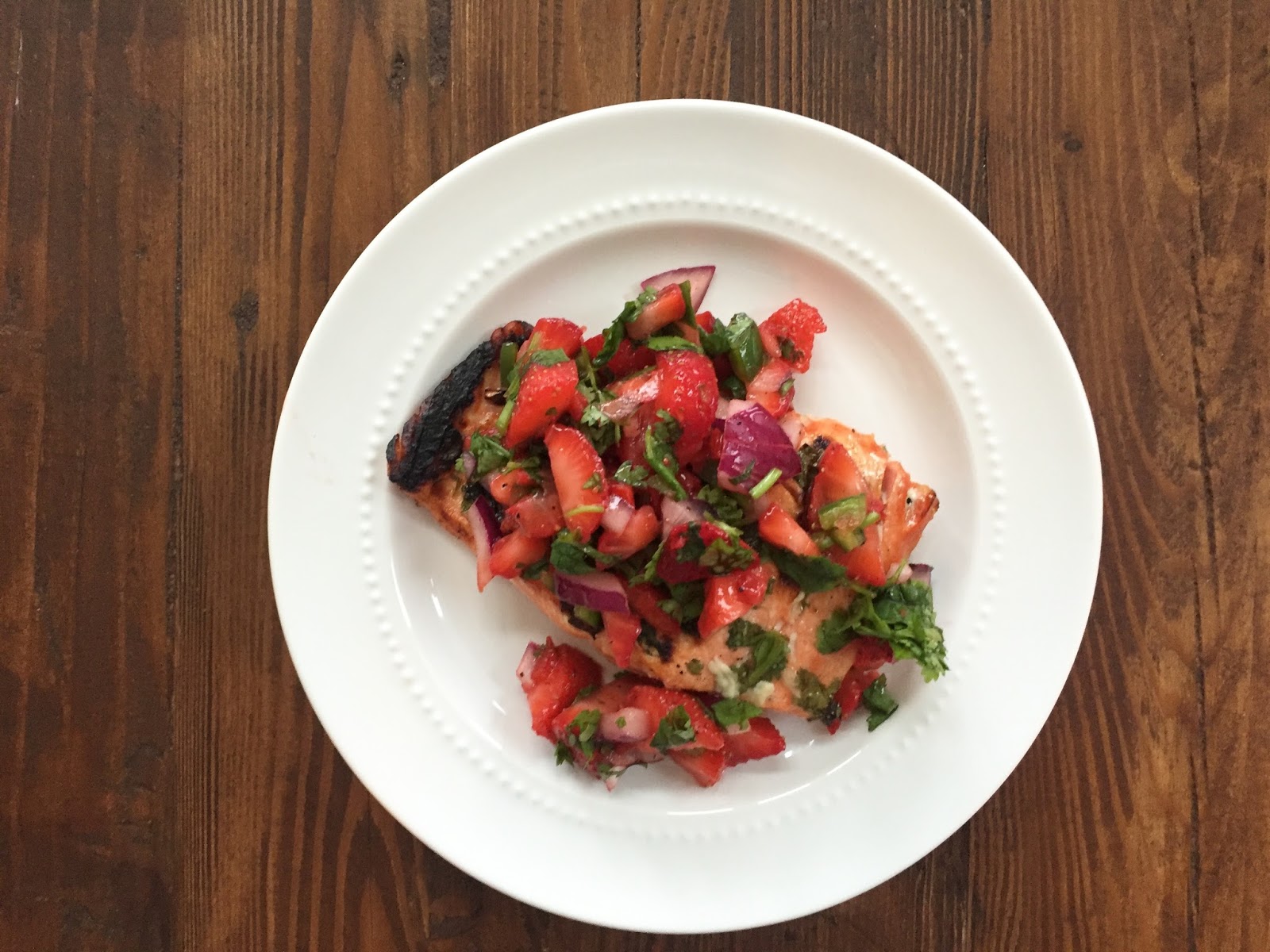 cilantro & honeylime salmon w/ strawberryjalapeno salsa