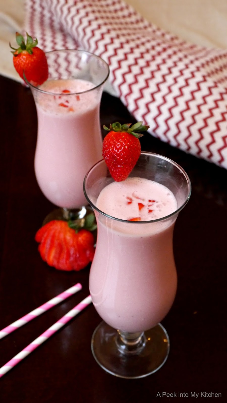 A Peek into My Kitchen Strawberry Lassi / Strawberry Yogurt Drink Day 62