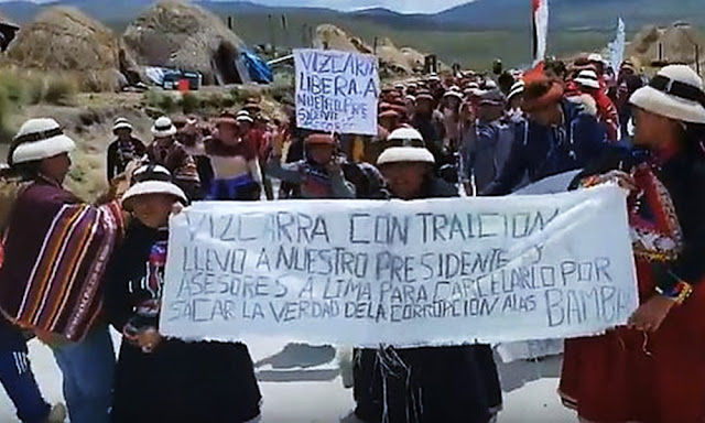 Comuneros marchan en protesta hacia campamento minero La Bambas MMG