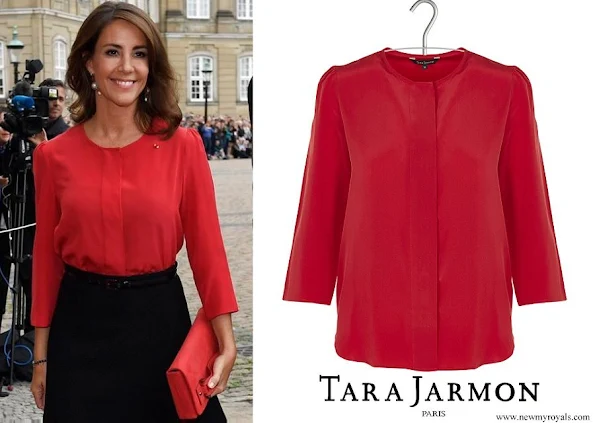 Princess Marie wore TARA JARMON Round-neck silk shirt