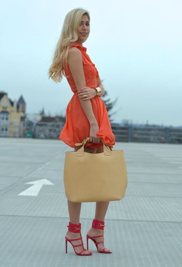 Vestidos casuales de moda color naranja Vestidos casuales de moda color naranja
