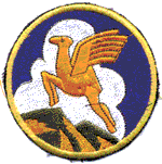Badge depicting a flying camel