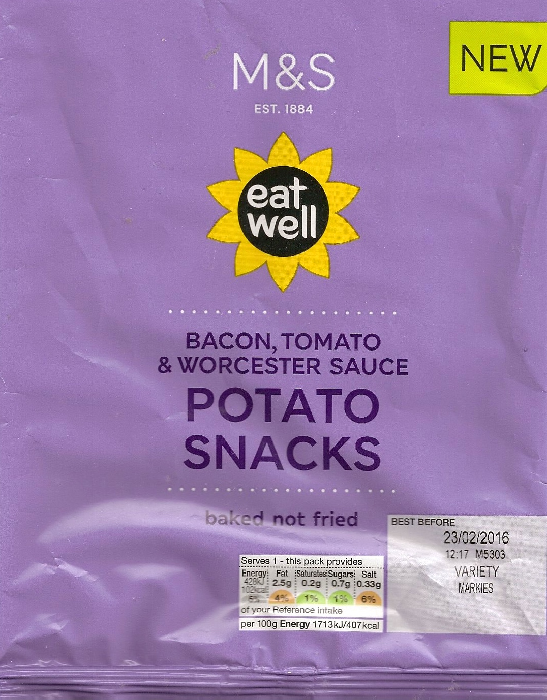 Cheeseburger Crisps & Other Stories M&S Eat Well Bacon, Tomato