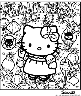 Hello Kitty Christmas Coloring Page activity for kids