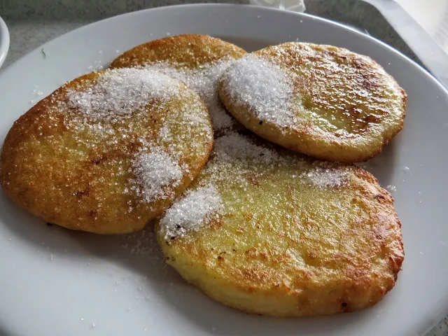 What to eat in Warsaw, Poland: Potato Pancakes with Sugar at Bambino Bar milk bar