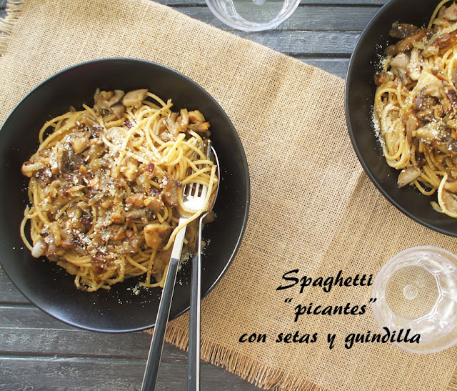 Spaghetti Picantes Con Setas Y Guindilla
