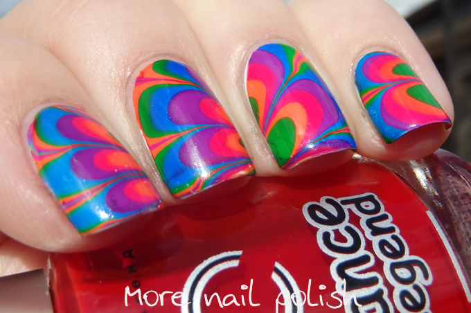 Rainbow watermarble with Dance Legend Enamel Glass ~ More Nail Polish