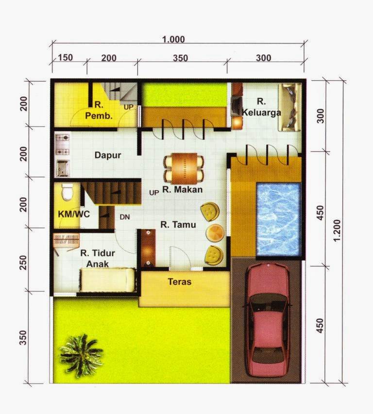 51+ Denah Rumah Minimalis 2 Lantai Type 120