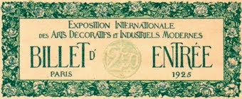 Billet d'entée à l'expo 1925
